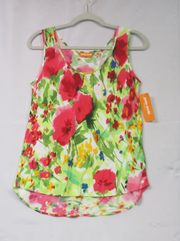 Nwt Jams World Womens Hawaiian Tank Top Bright Floral "Morning Glory" Size S